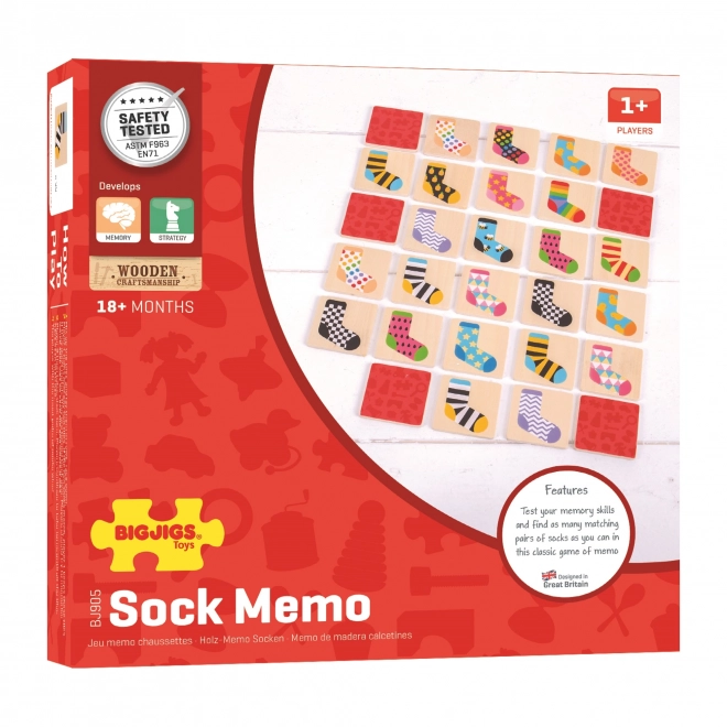 Wooden Matching Game with Socks for Children