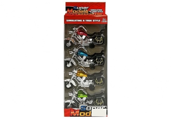 Set van motorfietsen met wind-op mechanisme, 4 stuks