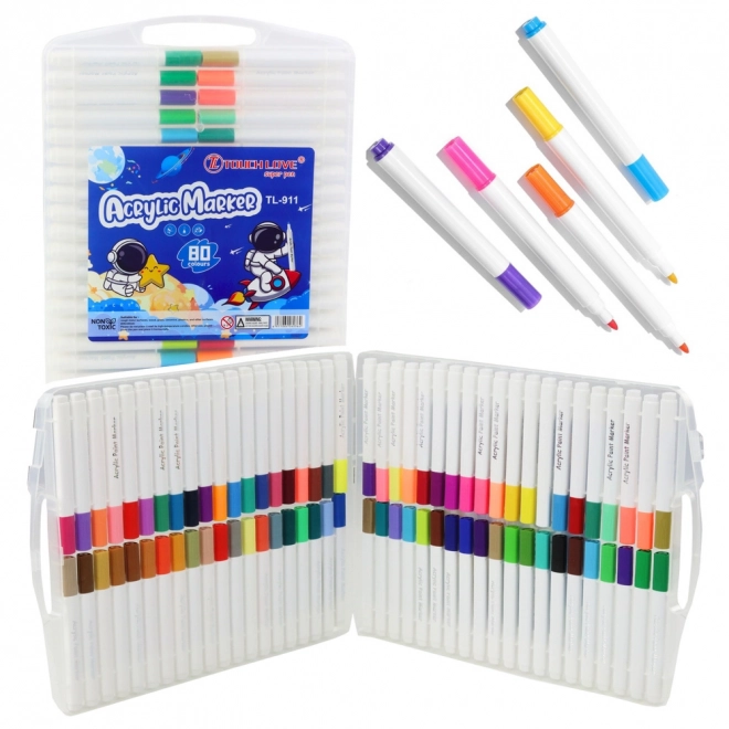 Set van acrylstiften in organizer, 80 stuks