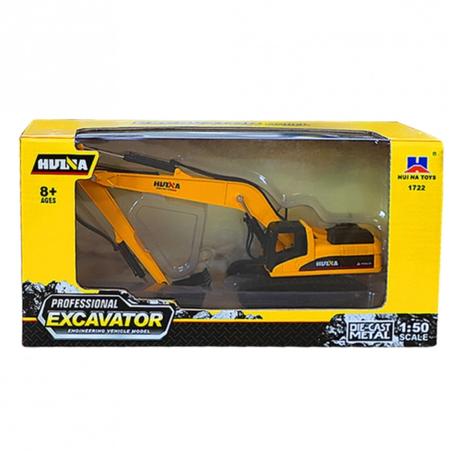 Huina 1:50 gelber Metallraupenbagger mit beweglichem Arm