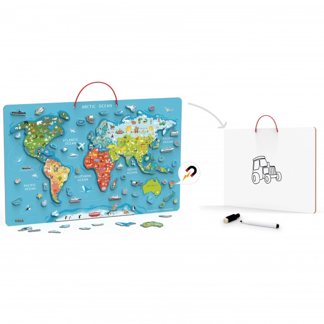 Viga 2v1 educatief bord met magnetische wereldkaart Montessori