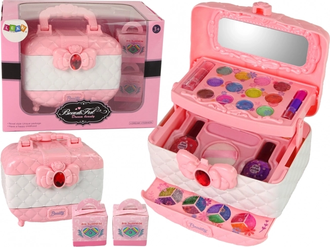 Kinder-Kosmetikköfferchen rosa-weiß mit Make-up und Überraschung