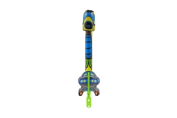 Uitklapbare pijl met geluid plastic 25cm 4 kleuren op kaart 13x31,5x4cm