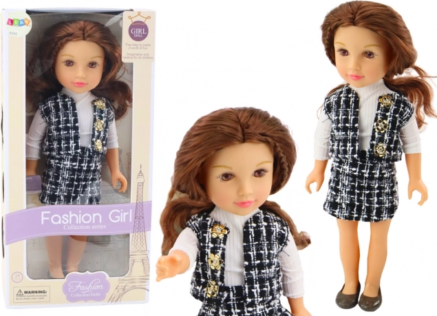 Doll in an Elegant Plaid Outfit