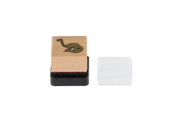 Houten stempels 5+1 met kussen dinosaurussen 3x3cm op kaart