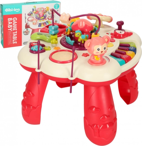 Interactive educational table with piano and drums pink Bibi-inn