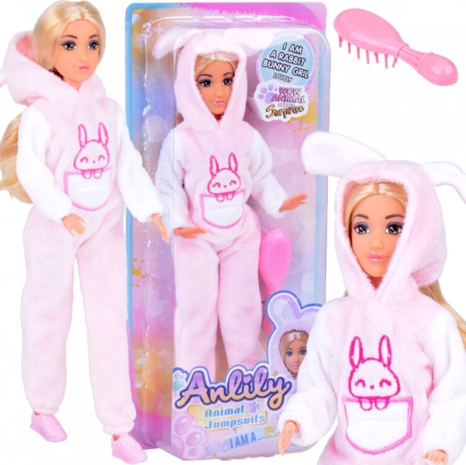 ANLILY-Puppe im Häschen-Pyjama mit Bürste