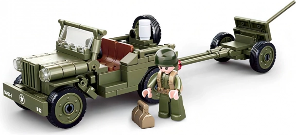 Sluban Army WW2 Allied Jeep with Anti-Aircraft Gun – Building Set