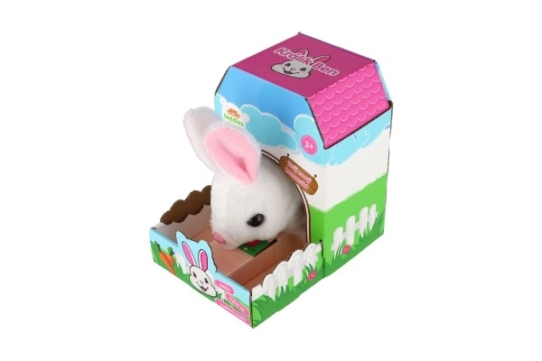 Konijn Ben pluche/plastic 16x17cm op batterijen met geluid en beweging in doos 13x19x18cm