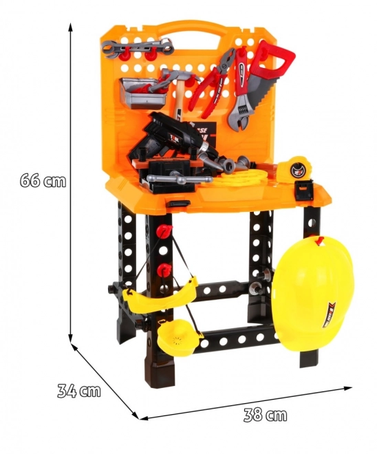 Doe-het-zelfset 3 in 1 voor kinderen 3+ Werkplaats 100 st., Koffer + tafel + constructie-uitrusting