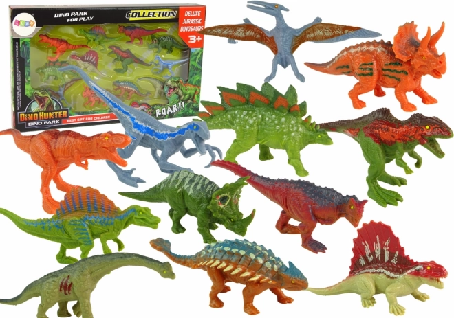 Set of Dinosaur Figures, 12 pcs – Colorful Rubber Toys