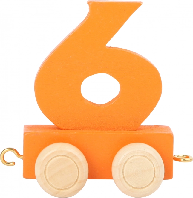 Wagonnet pour circuit de train en bois - chiffre coloré 6