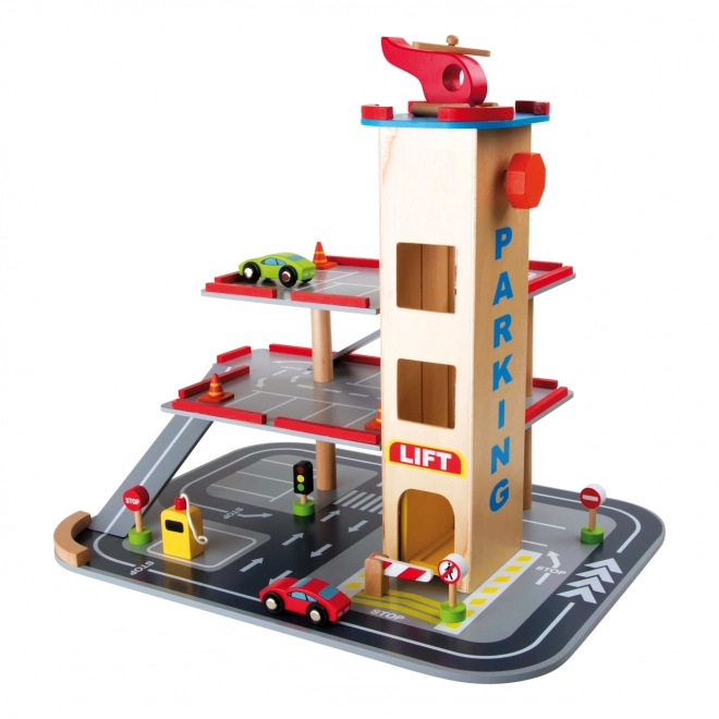 Wooden Parking Garage with Elevator - Small Foot