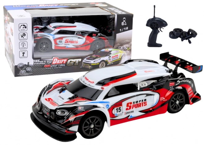 RC Race Car 1:16 Drift with Interchangeable Wheels Red-White