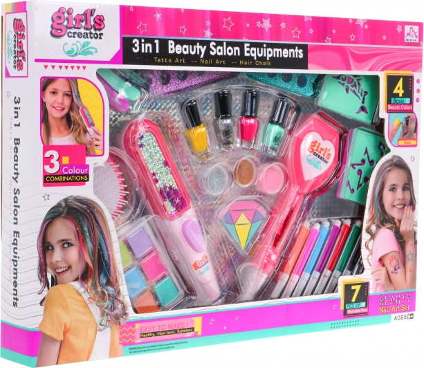 Schoonheidscreator 3-in-1 voor meisjes – Gekleurd haar, Manicure, Tatoeages