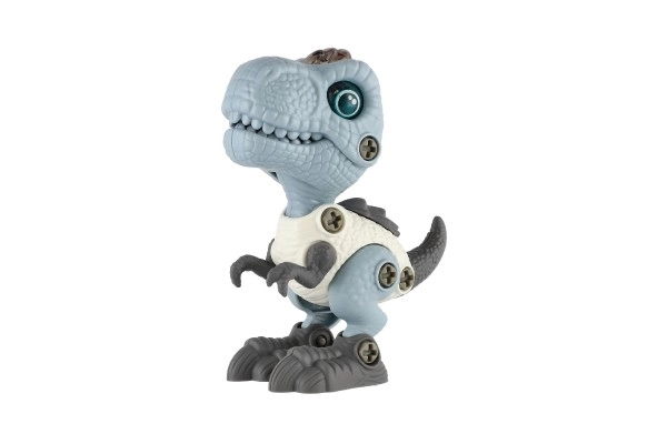 Dinosaurus schroeven plastic 12cm met schroevendraaier op batterijen met licht en geluid in doos 15x16x7cm