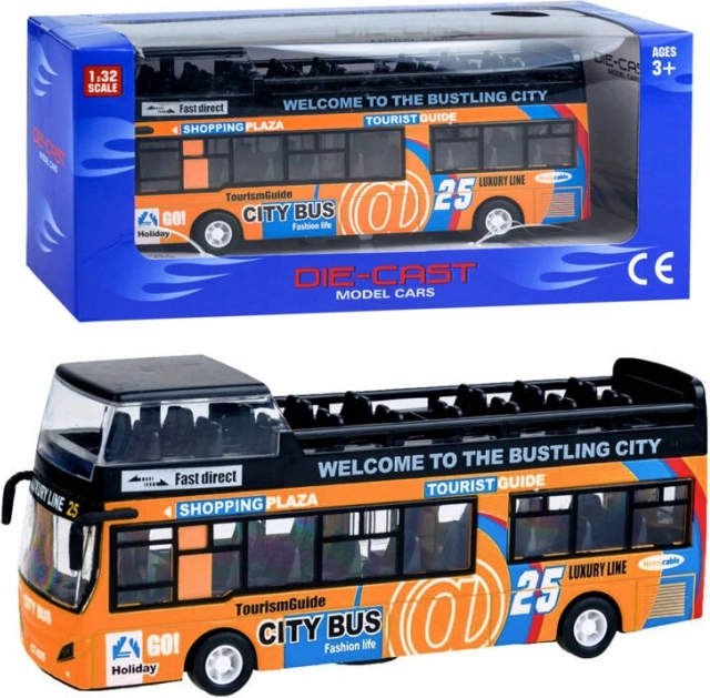 Metall-Doppeldeckerbus mit zu öffnenden Türen – Orange