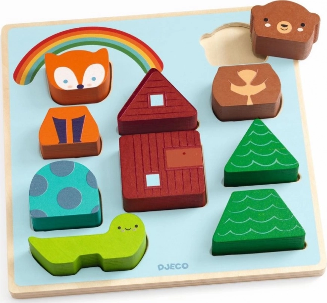 DJECO Puzzle en bois Animaux de la forêt 11 pièces