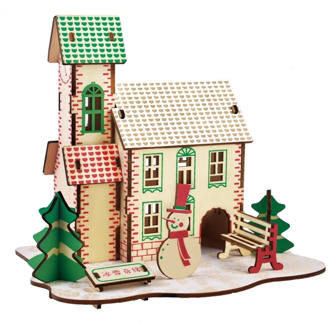 Woodcraft Houten 3D-puzzel Winterhuis