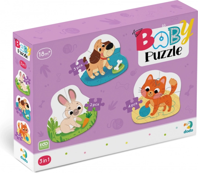DODO Baby Puzzle Haustiere 3-in-1 (2, 3, 4 Teile)