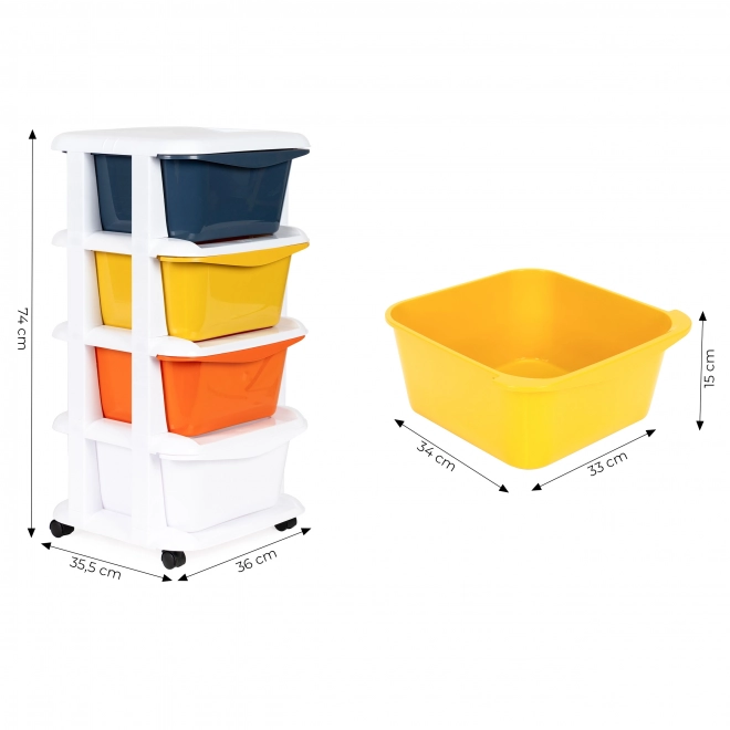 Organisateur de stockage avec 4 tiroirs en plastique coulissants
