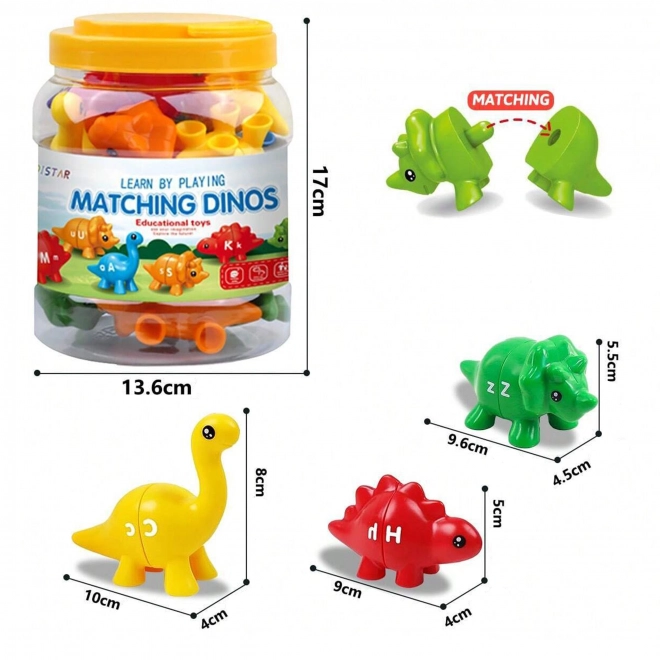WOOPIE set Montessori dinosaur figurines for stacking with learning colors and letters Match the Letters 13 pcs