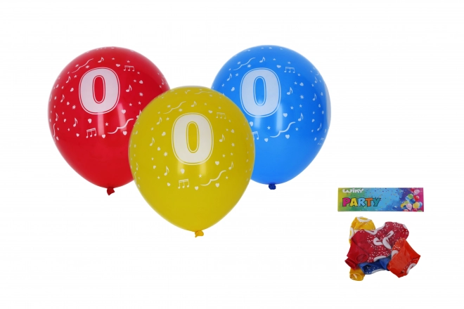 Opblaasbare ballon met cijfer 0 30 cm - 5 stuks