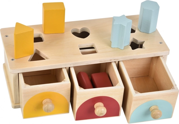 Wooden Shape Sorting with Drawers 2Kids Toys