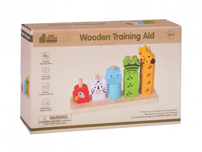 Colorful Wooden Pyramid Animal Blocks Educational Toy