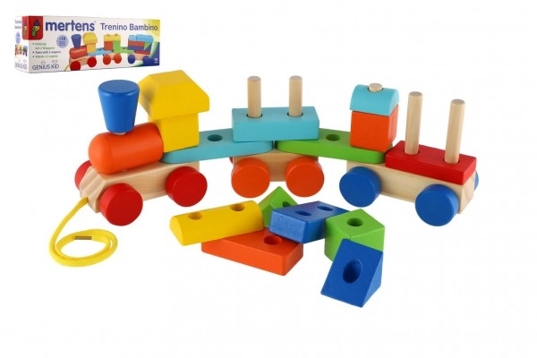Petit train en bois coloré avec wagons de Mertens
