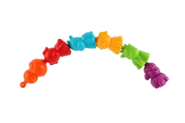 Dieren plastic huisboerderij verbindend tot ketting 12 stuks 8 cm in plastic doos 10x18 cm 12m+