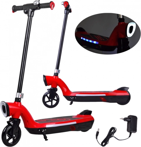 Trottinette électrique avec éclairage LED – Rouge