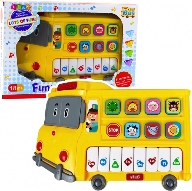 Petit piano électrique éducatif en forme de bus – jaune