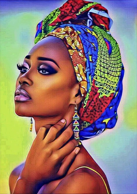 Diamond Painting Woman with Colorful Scarf 30x40 cm