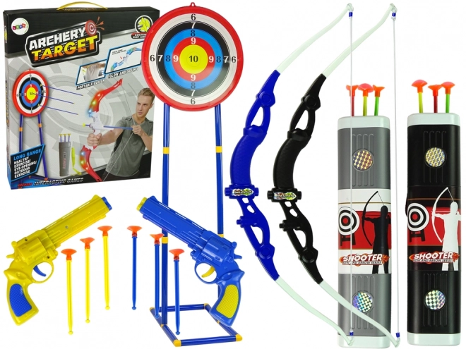Schietset Boog Schild op standaard 134 cm Koker Pistool