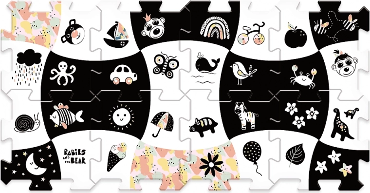 Foamen puzzelmat Treflíci – zwart-witte speelvloer van foam