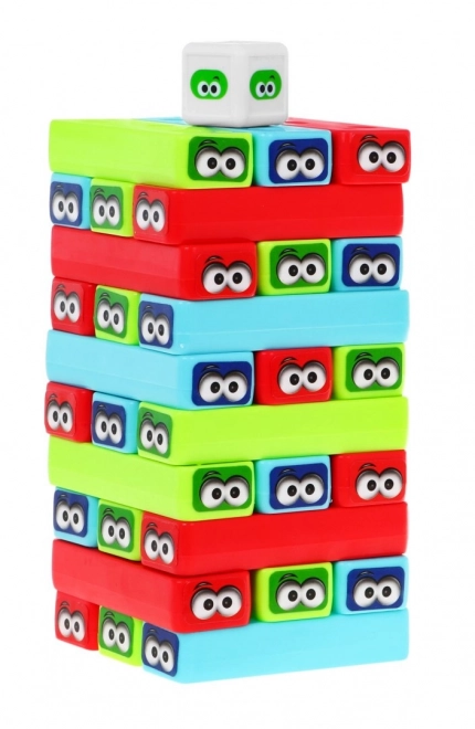 Mini-arcadespel Jenga voor kinderen 3+ Toren stapelen + 30 gekleurde blokken + dobbelstenen