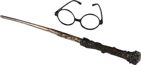 Set de magicien avec baguette et lunettes