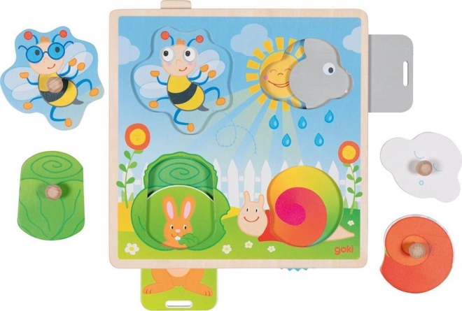Beweegbare houten inlegpuzzel Tuin van Goki
