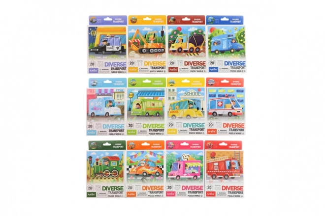 Vrolijke puzzel met transportthema