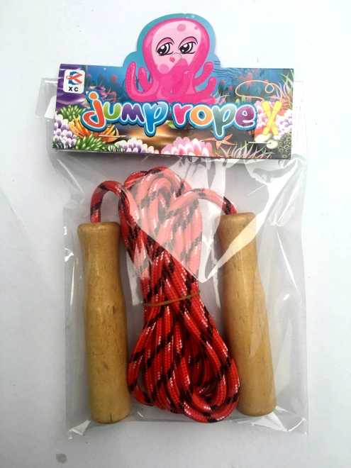 Jump rope with wooden handle