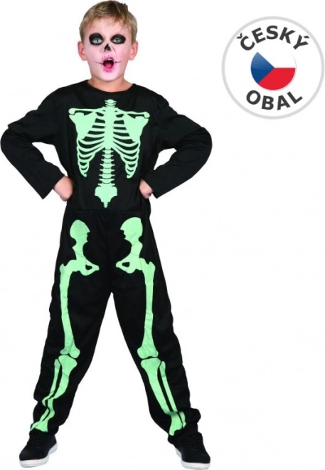Kinder skeletkostuum dat in het donker oplicht
