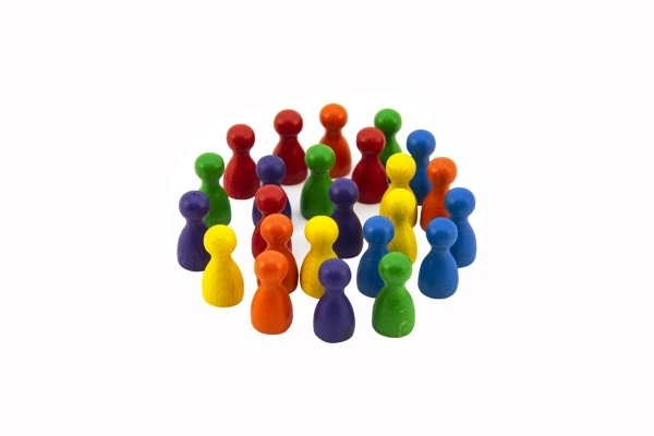 Houten figuren 25mm 6 kleuren - Bordspel