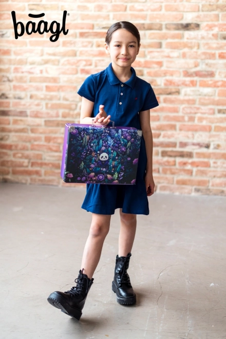 BAAGL Opvouwbare Schoolkoffer Jungle Panda met metalen details