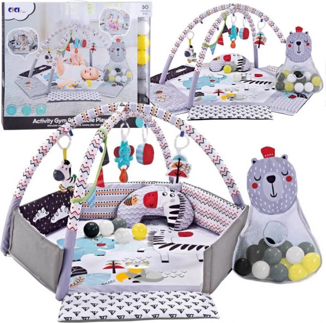 Tapis de jeu pour bébé contrasté avec balles