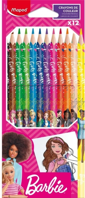 Maped Colored Pencils with Barbie Theme, 12 pcs