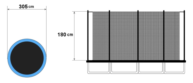 Universelle Passform für 305–312 cm, 8 Stangen