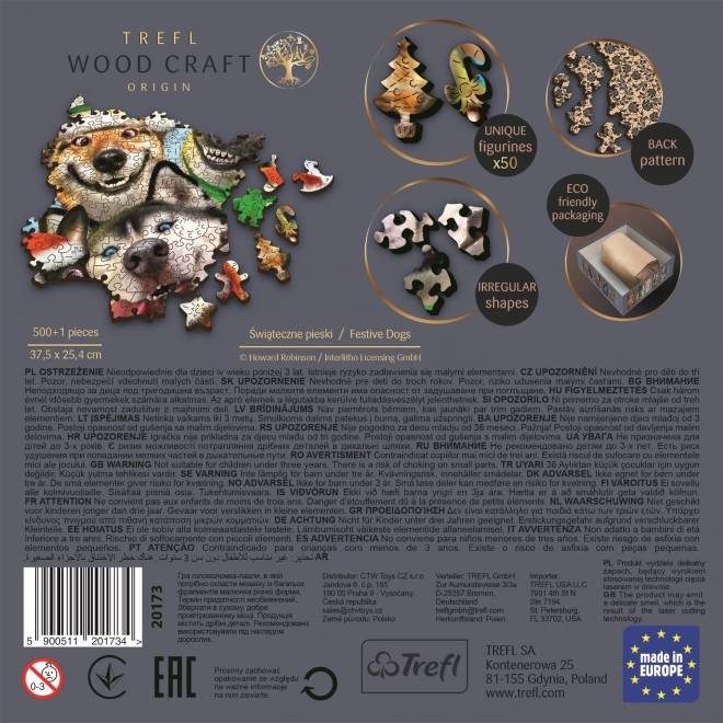 Houten puzzel Kerst honden 501 stukjes