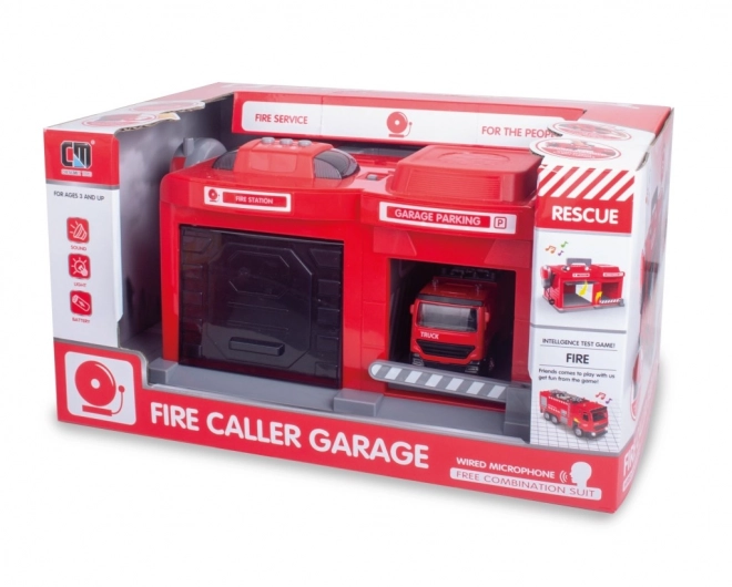 Ensemble de jeu de pompiers - garage