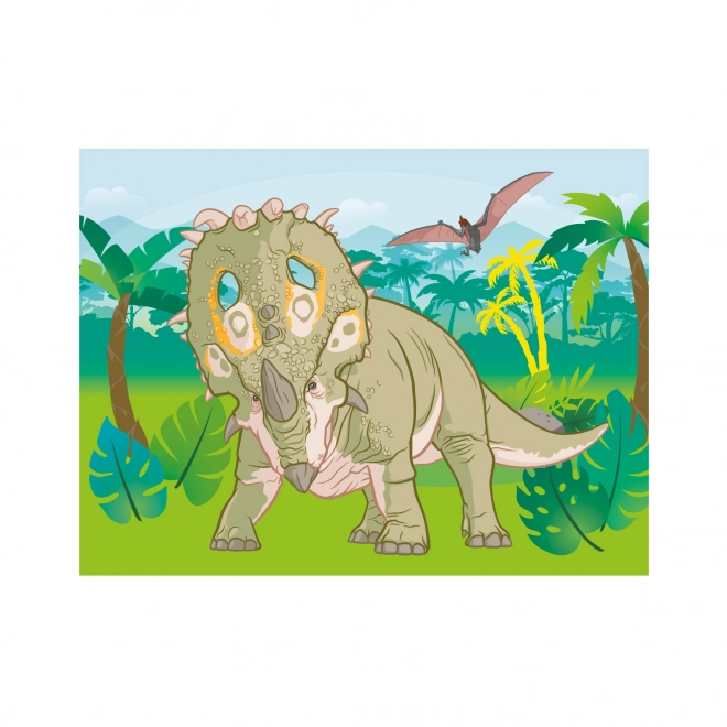 Blokjes kubus Jurassic wereld hout 12 stuks in doosje 22x18x4cm